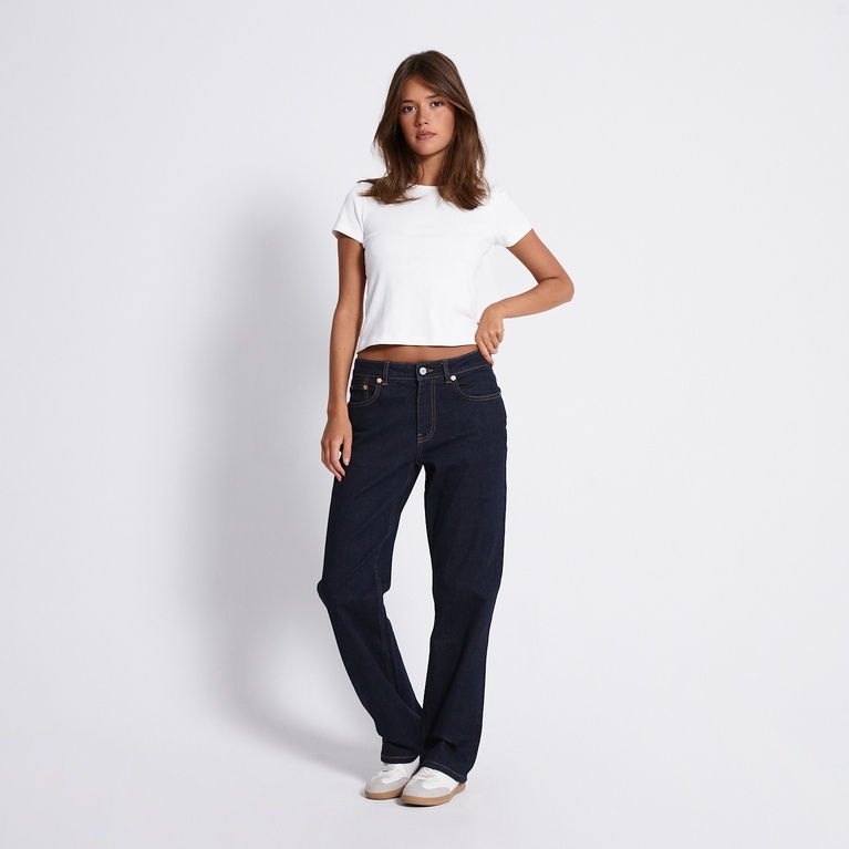 Mid waist straight jeans "Mid West" Rinse